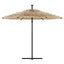 haveparasol med LED-lys og stålstang 246x246x230 cm brun