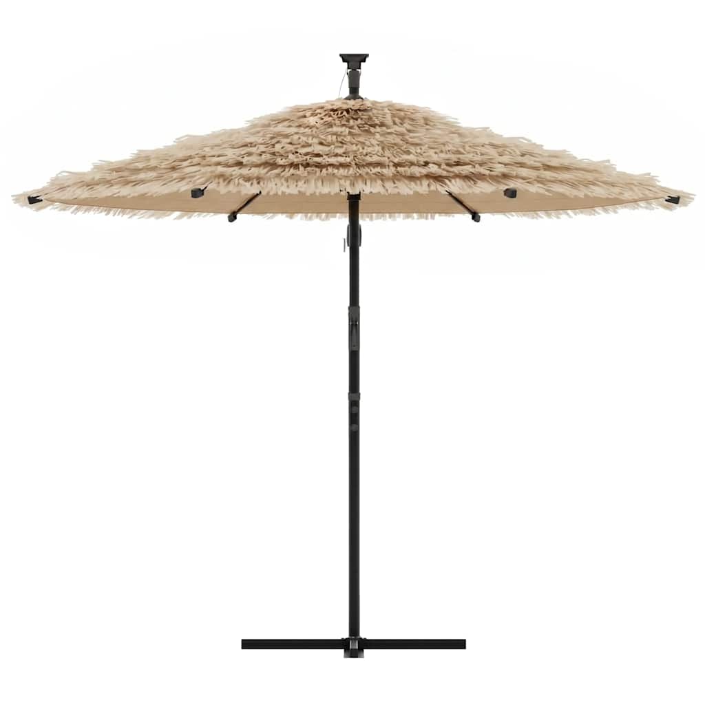 haveparasol med LED-lys og stålstang 246x246x230 cm brun