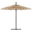 haveparasol med LED-lys og stålstang 269x269x235 cm brun