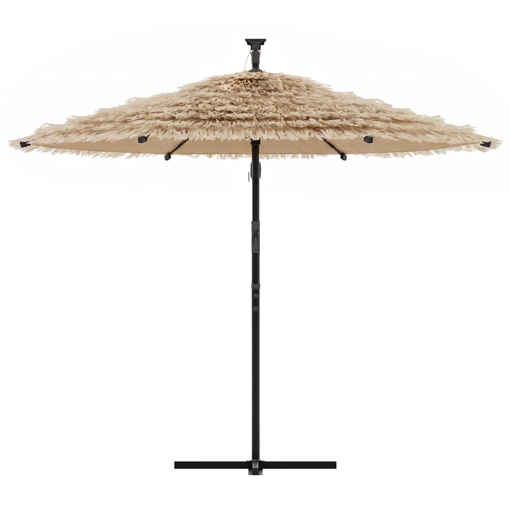 haveparasol med LED-lys og stålstang 269x269x235 cm brun