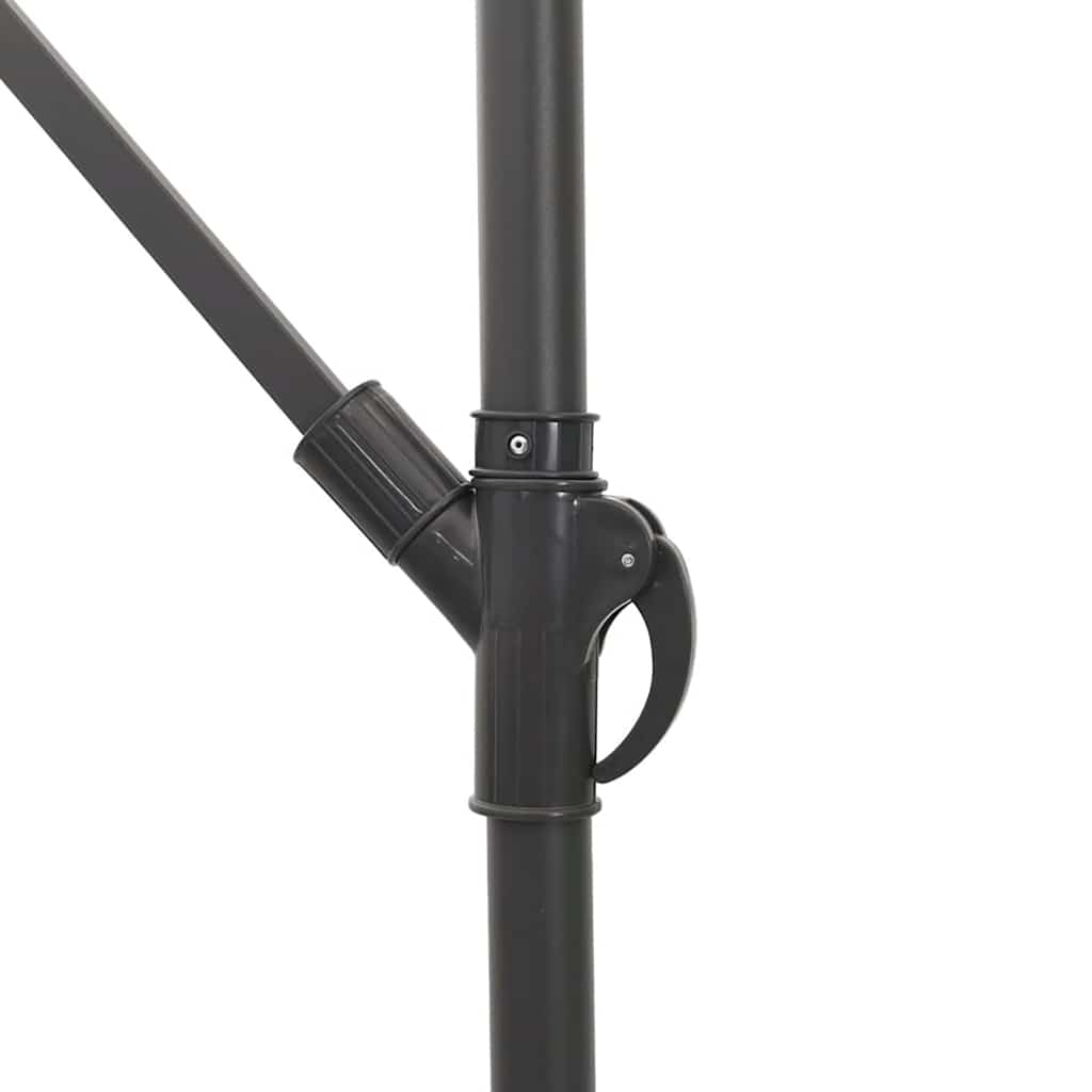 haveparasol med LED-lys og stålstang 269x269x235 cm brun