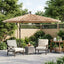 haveparasol med LED-lys og stålstang 269x269x235 cm brun