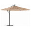 haveparasol med LED-lys og stålstang 290x290x238 cm brun