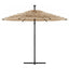 haveparasol med LED-lys og stålstang 290x290x238 cm brun