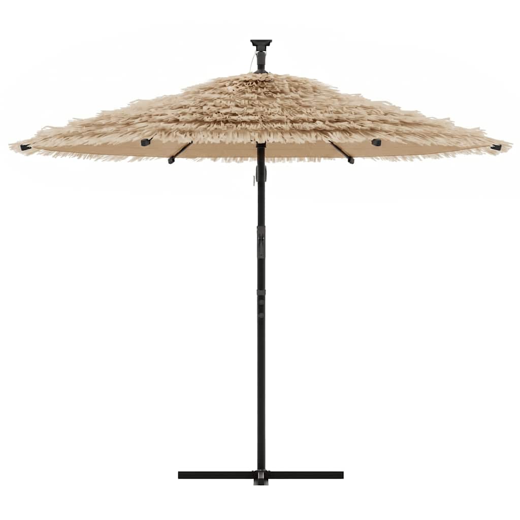 haveparasol med LED-lys og stålstang 290x290x238 cm brun