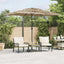 haveparasol med LED-lys og stålstang 248x248x248 cm brun