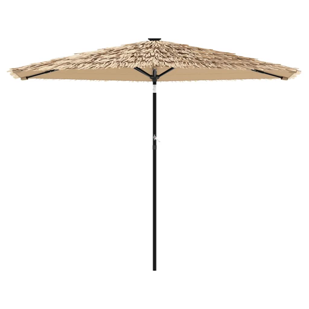 haveparasol med LED-lys og stålstang 288x288x225 cm brun
