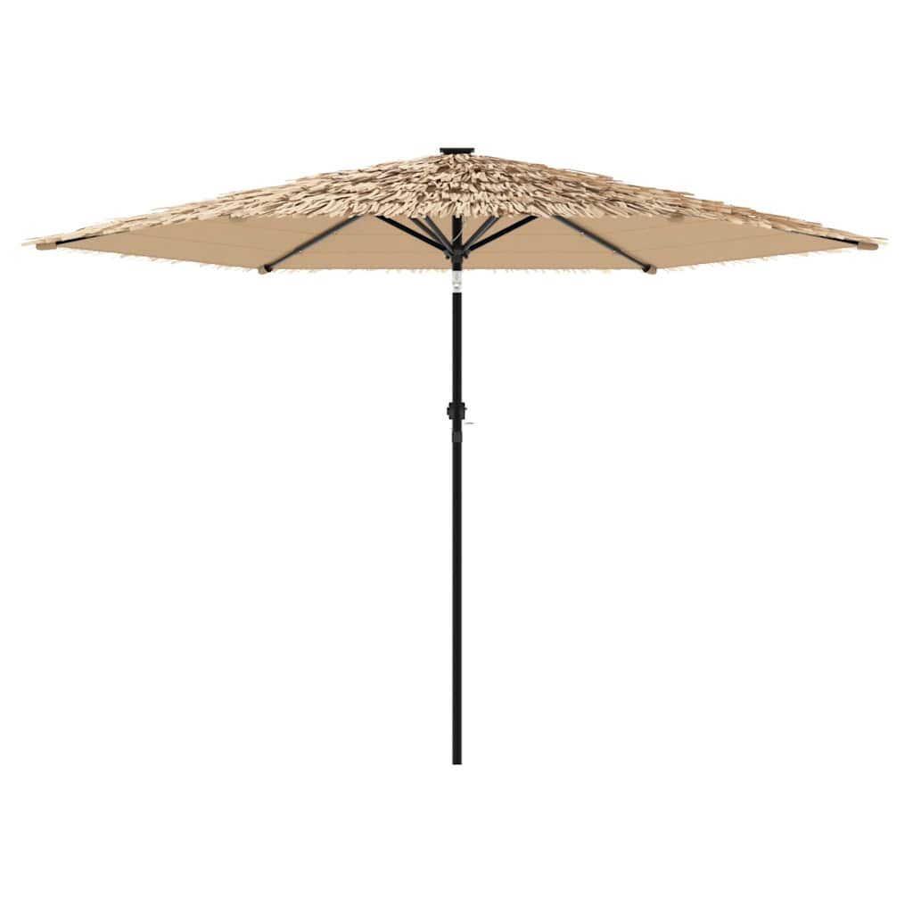 haveparasol med LED-lys og stålstang 288x288x225 cm brun