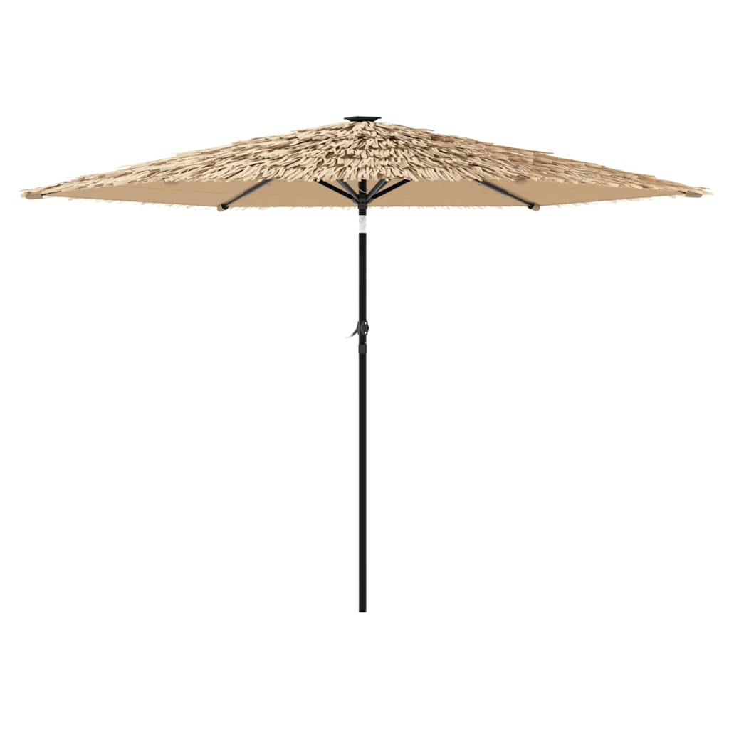 haveparasol med LED-lys og stålstang 288x288x225 cm brun