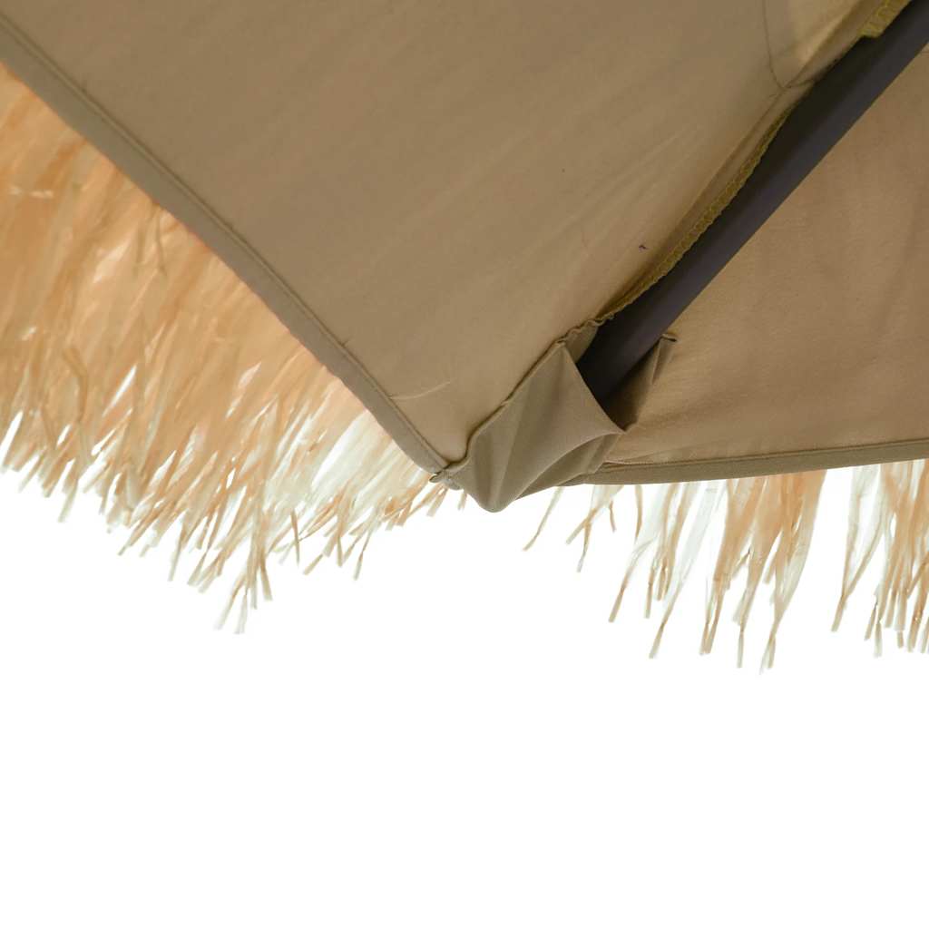 haveparasol med LED-lys og stålstang 288x288x225 cm brun