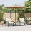 haveparasol med LED-lys og stålstang 288x288x225 cm brun