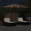 haveparasol med LED-lys og stålstang 324x324x247 cm brun