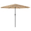 haveparasol med LED-lys og stålstang 388x388x248 cm brun