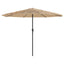haveparasol med LED-lys og stålstang 388x388x248 cm brun