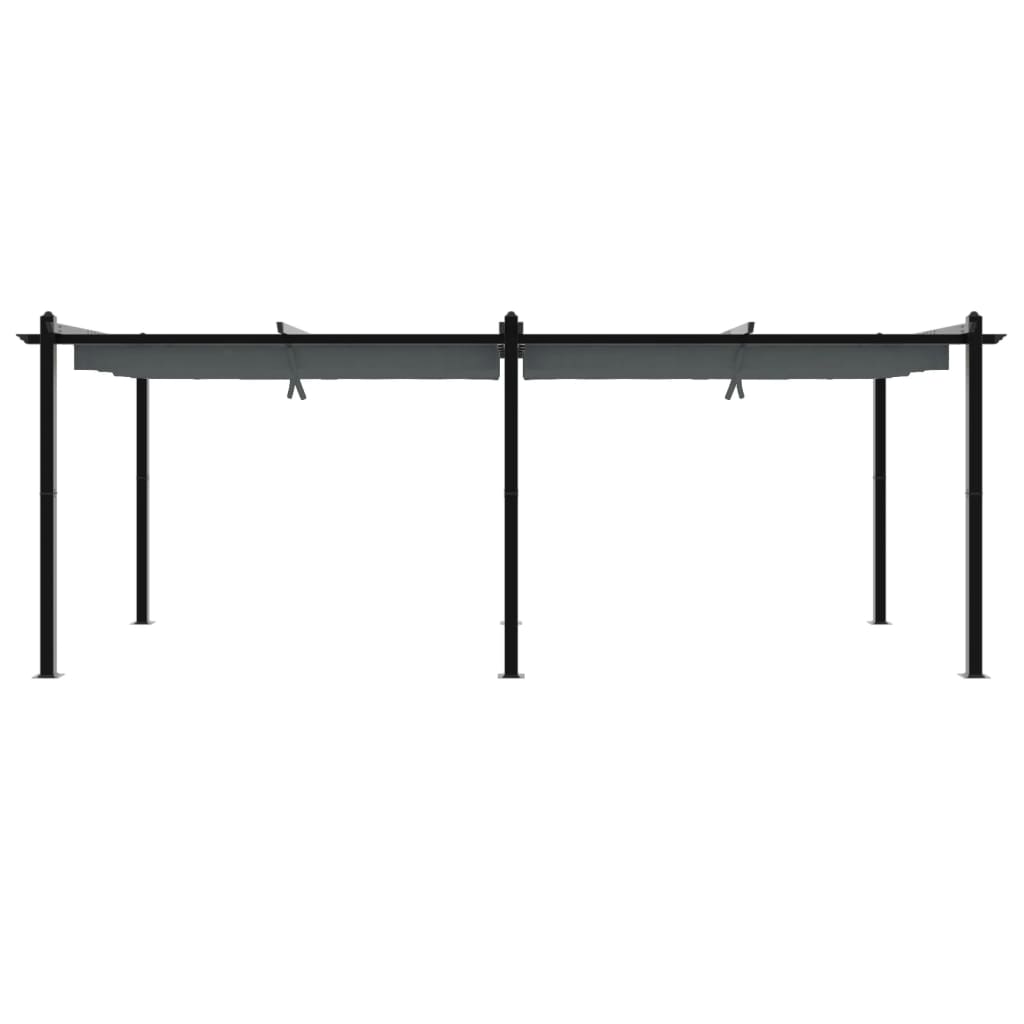 pavillon med sammenrulleligt tag 3x6 cm aluminium antracitgrå