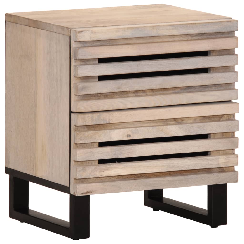 sengebord 40x34x46 cm massivt bleget mangotræ billede