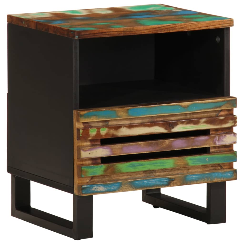 sengebord 40x34x46 cm massivt genbrugstræ billede