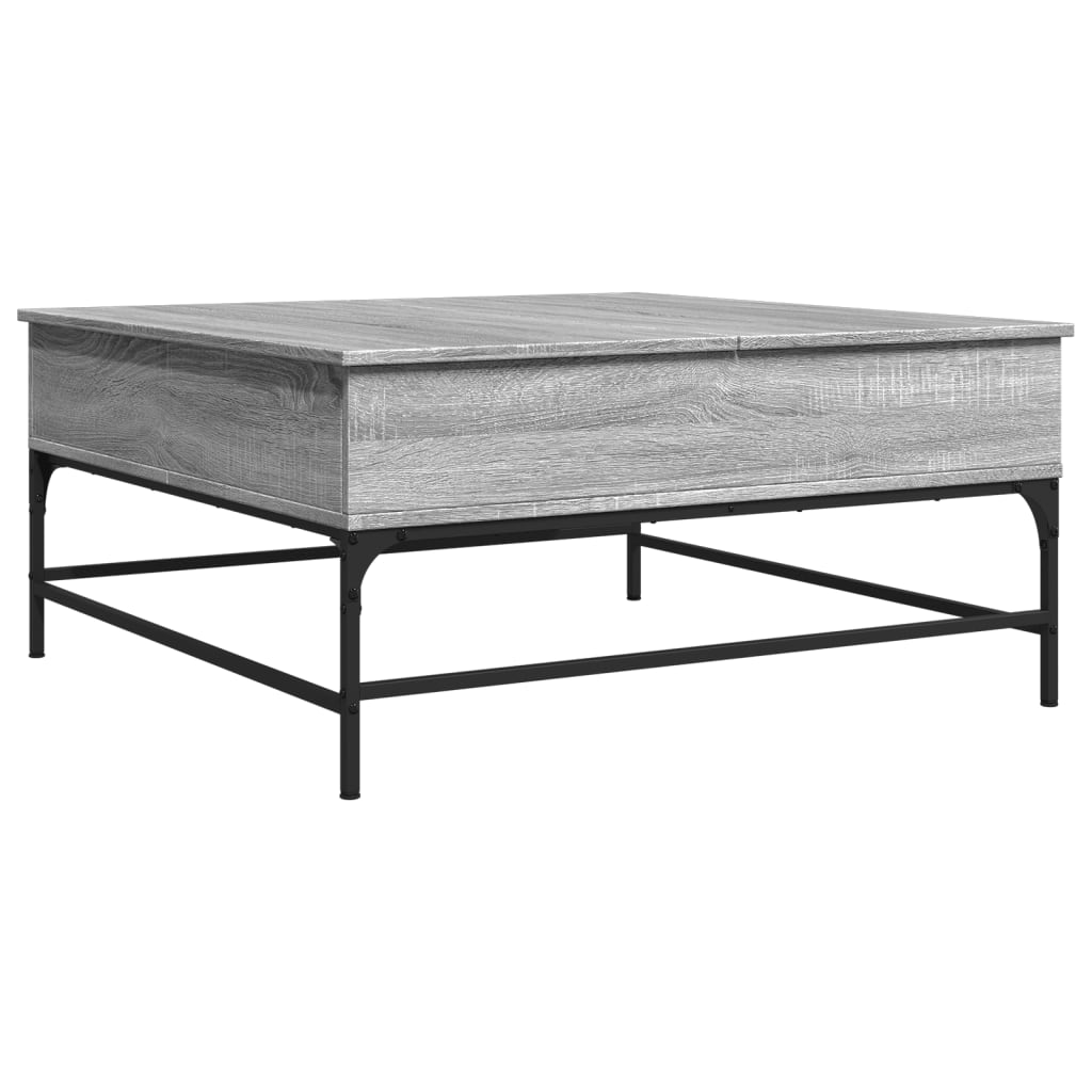 sofabord 95x95x45 cm konstrueret træ og metal grå sonoma-eg