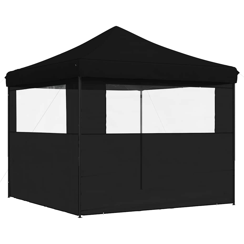 foldbart pop-up festtelt med 2 sidevægge sort