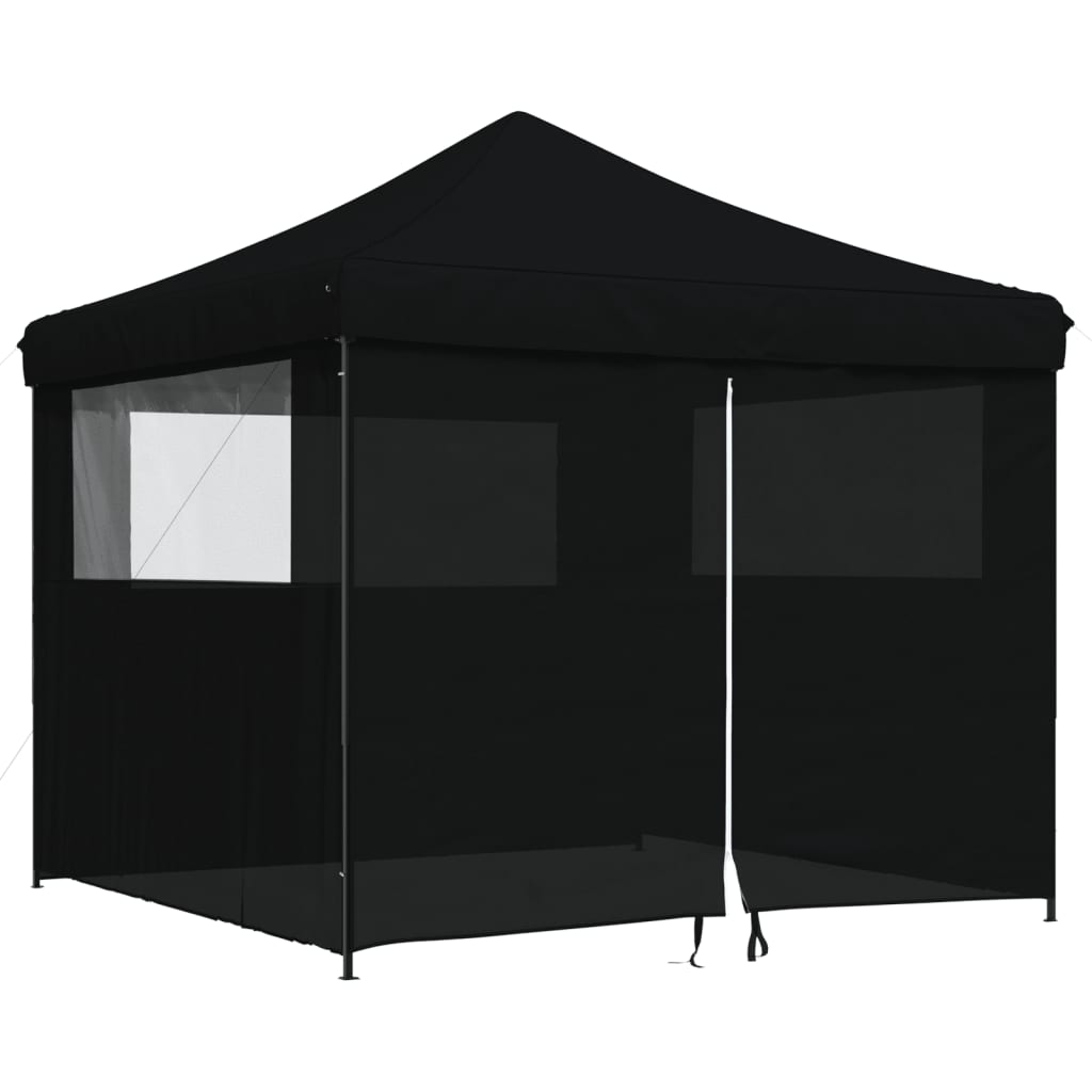 foldbart pop-up festtelt med 4 sidevægge sort