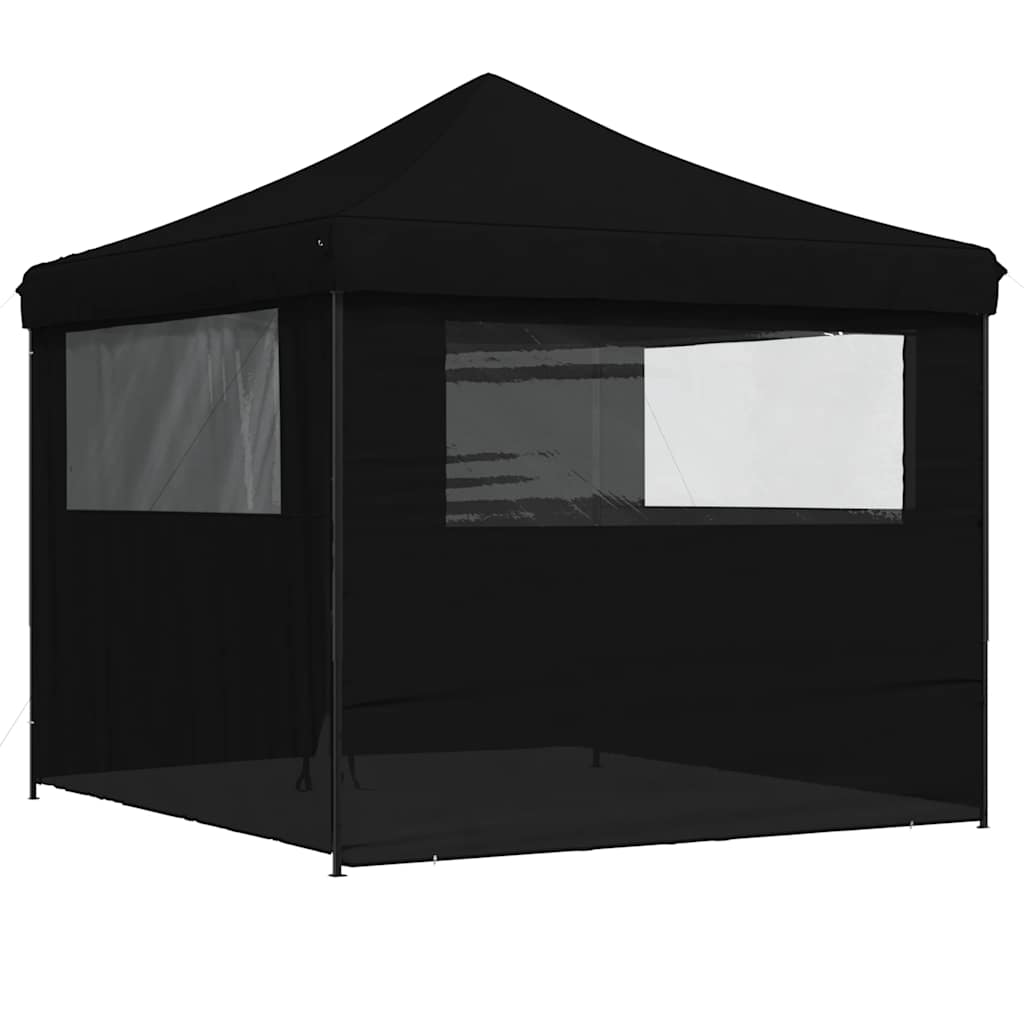 foldbart pop-up festtelt med 4 sidevægge sort