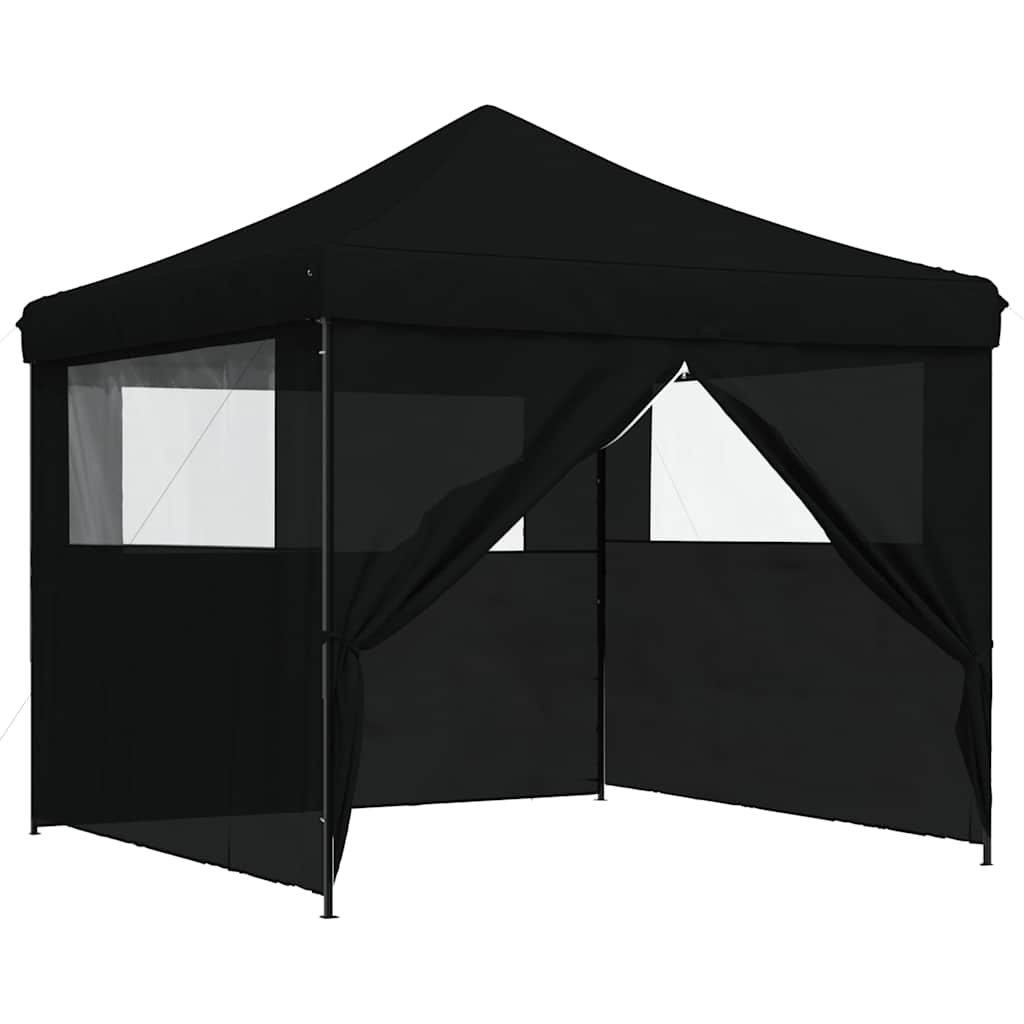 foldbart pop-up festtelt med 4 sidevægge sort