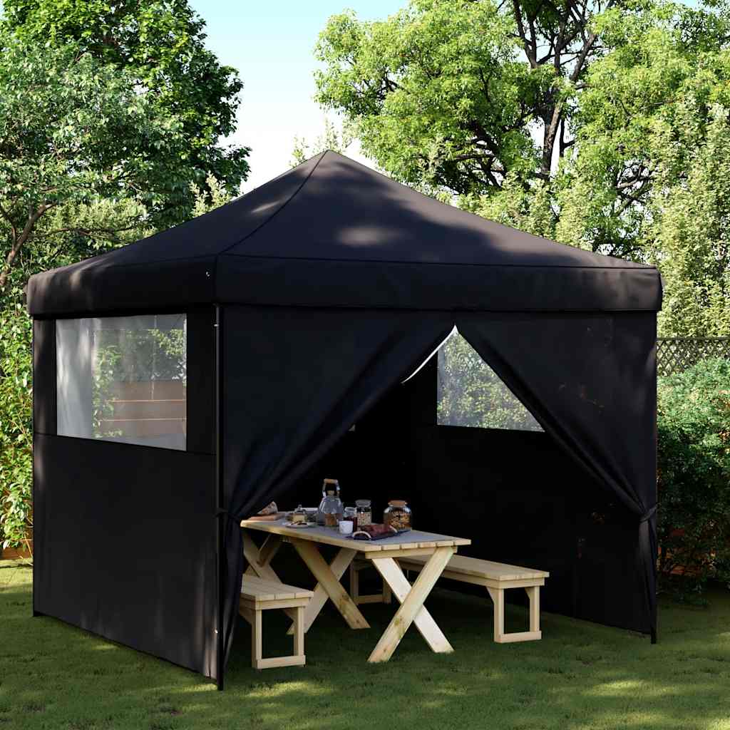 foldbart pop-up festtelt med 4 sidevægge sort