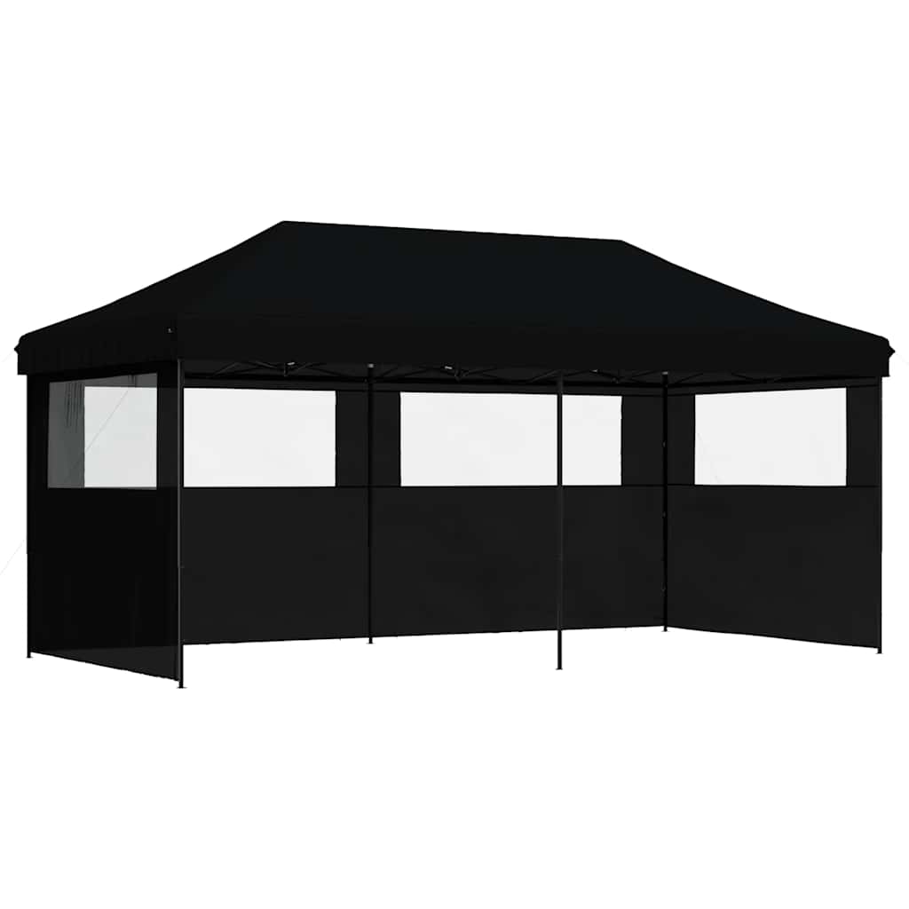 foldbart pop-up festtelt med 3 sidevægge sort