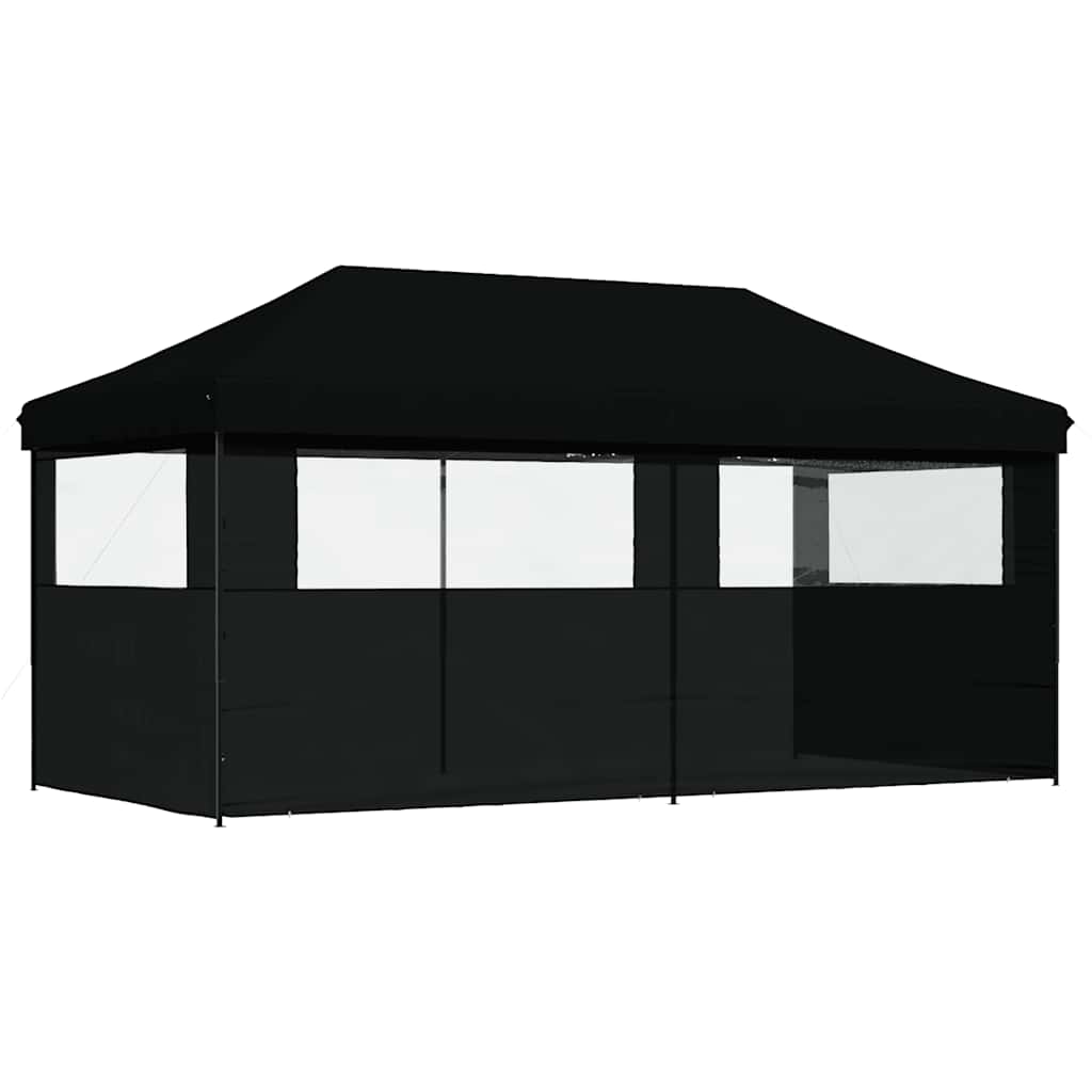 foldbart pop-up festtelt med 3 sidevægge sort