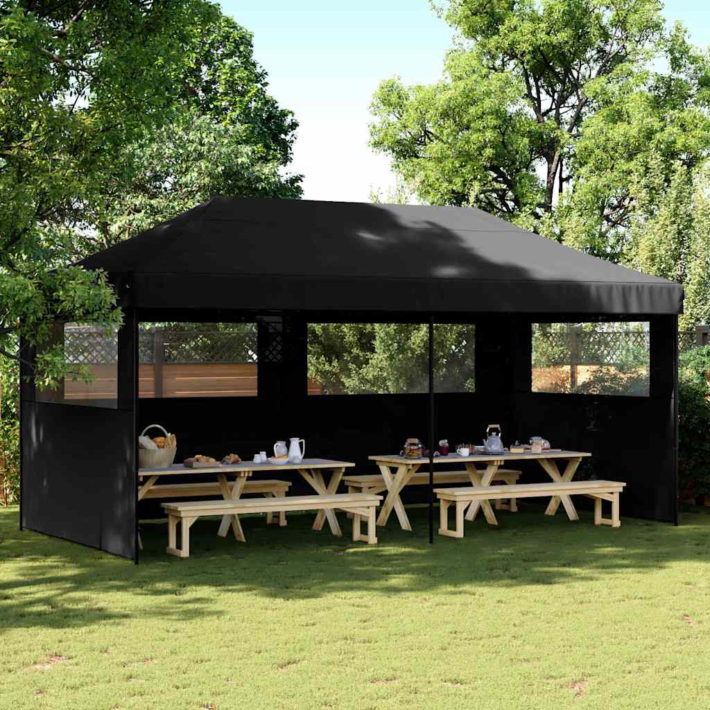 foldbart pop-up festtelt med 3 sidevægge sort