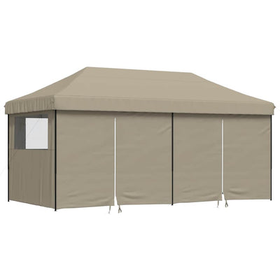 foldbart pop up-festtelt med 4 sidevægge gråbrun