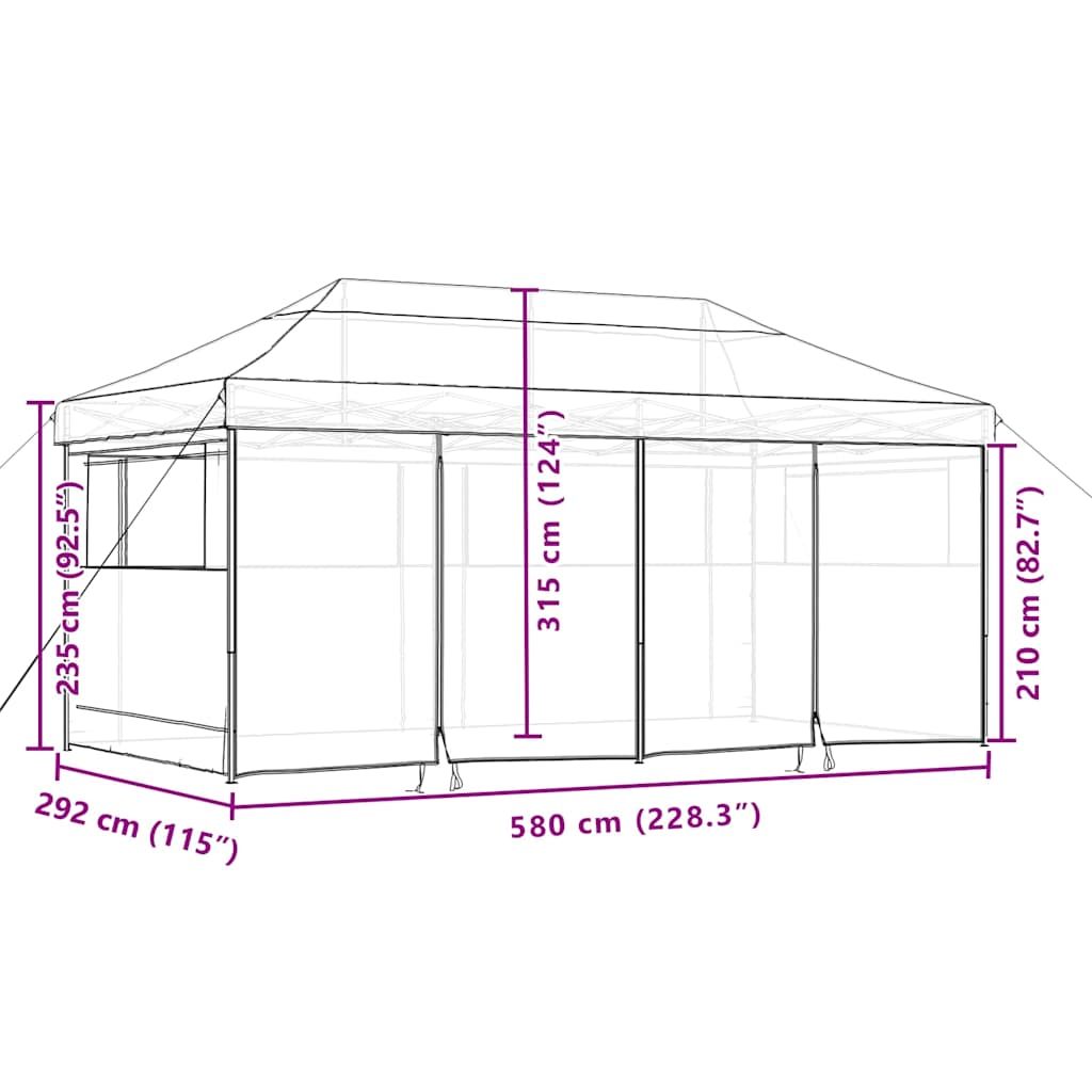 foldbart pop-up festtelt med 4 sidevægge terracotta