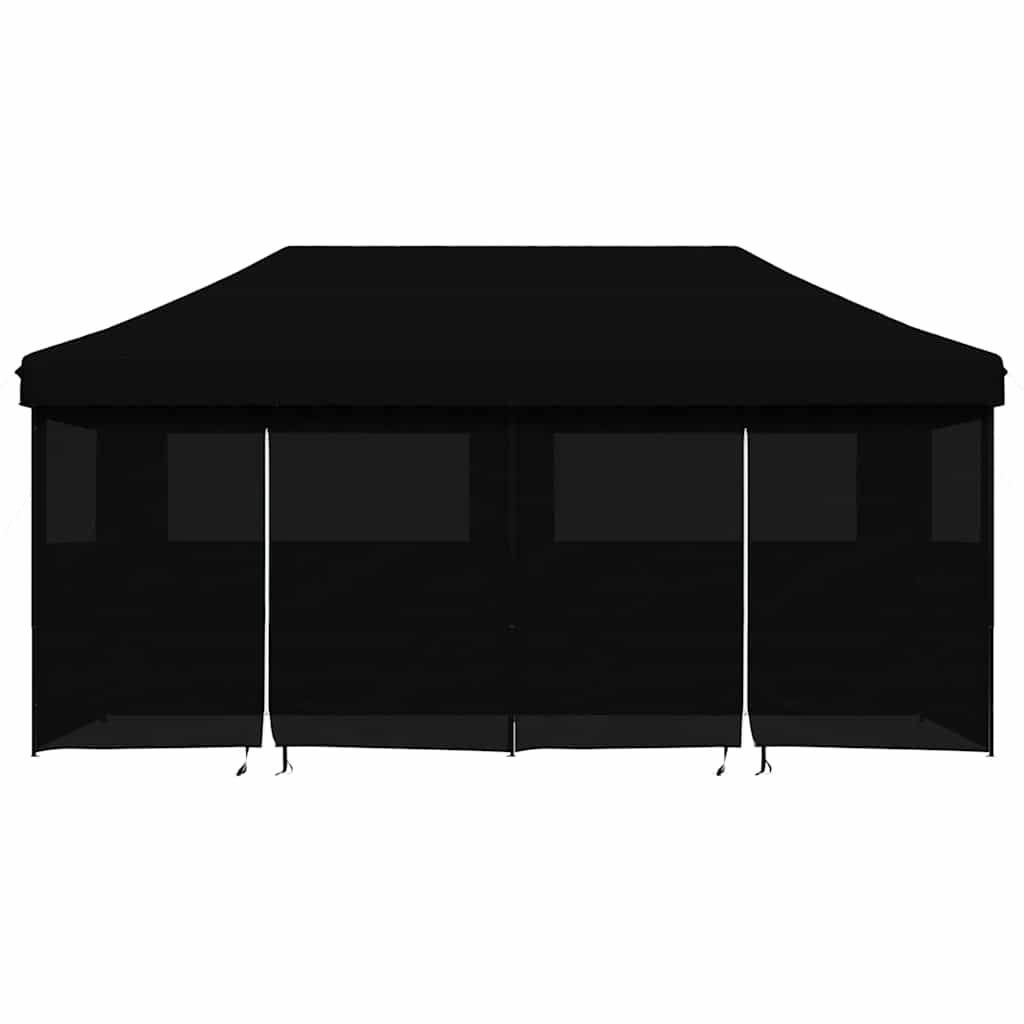 foldbart pop-up festtelt med 4 sidevægge sort