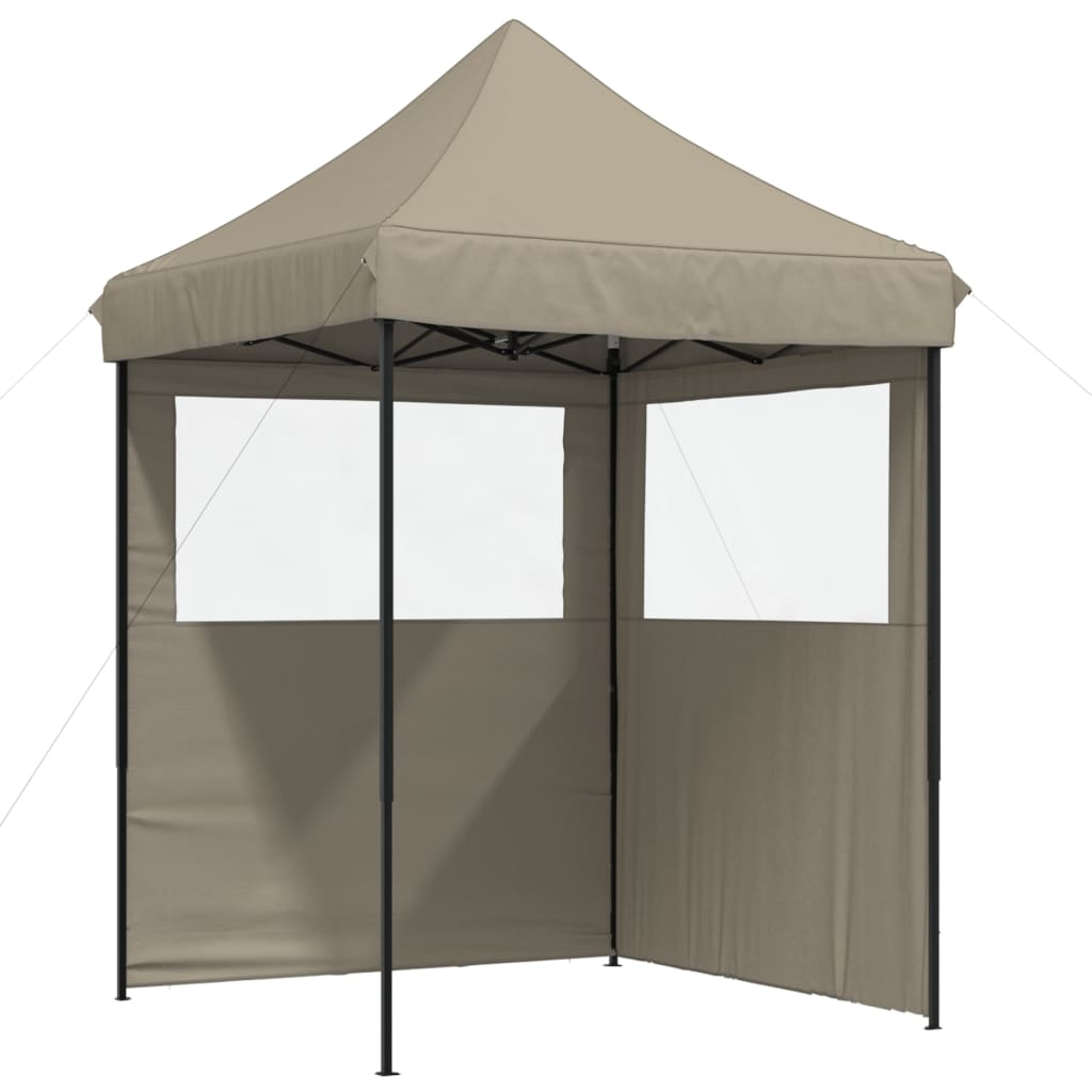 foldbart pop up-festtelt med 2 sidevægge gråbrun