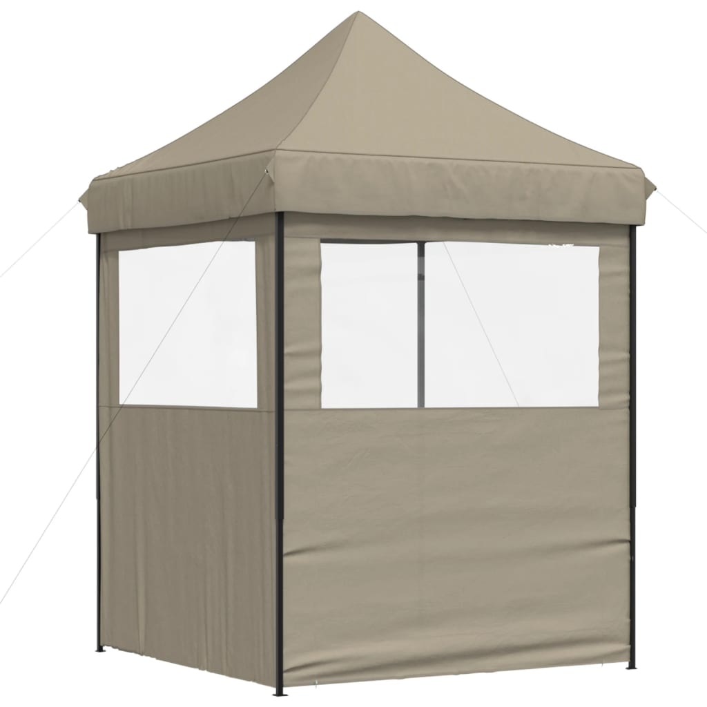 foldbart pop up-festtelt med 2 sidevægge gråbrun