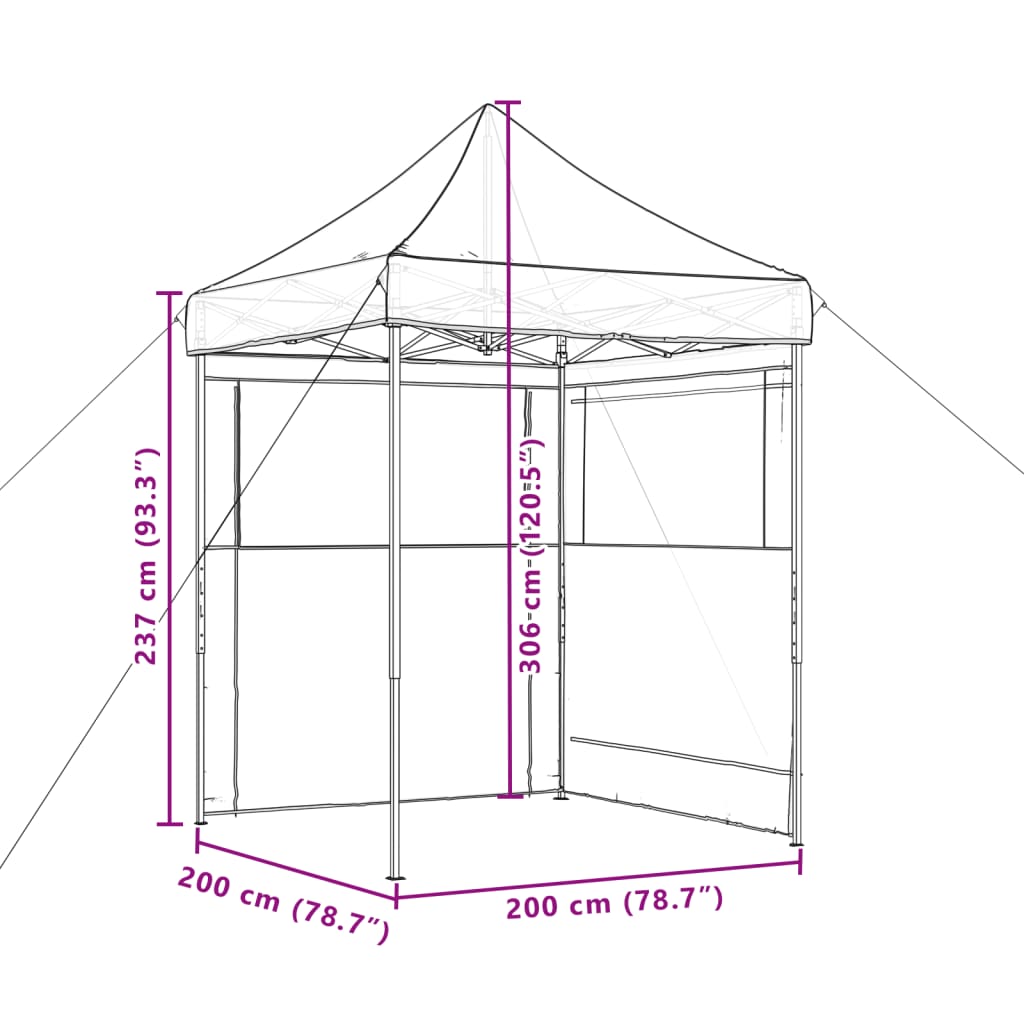 foldbart pop-up festtelt med 2 sidevægge terracotta
