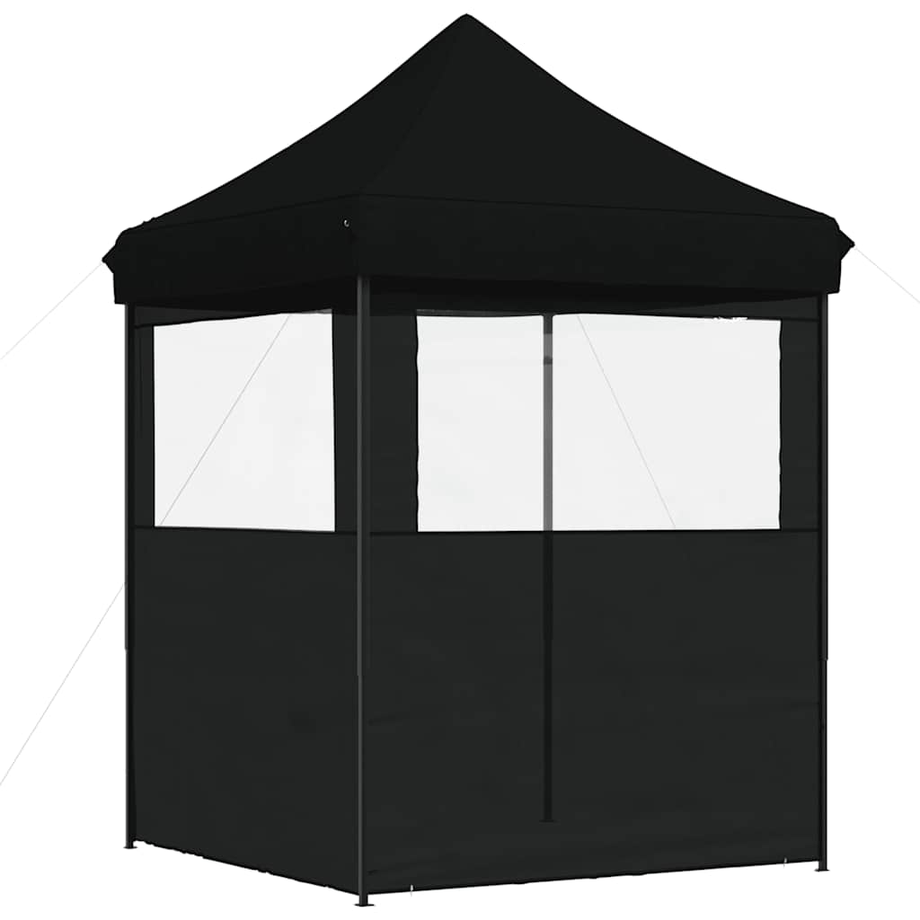 foldbart pop-up festtelt med 2 sidevægge sort