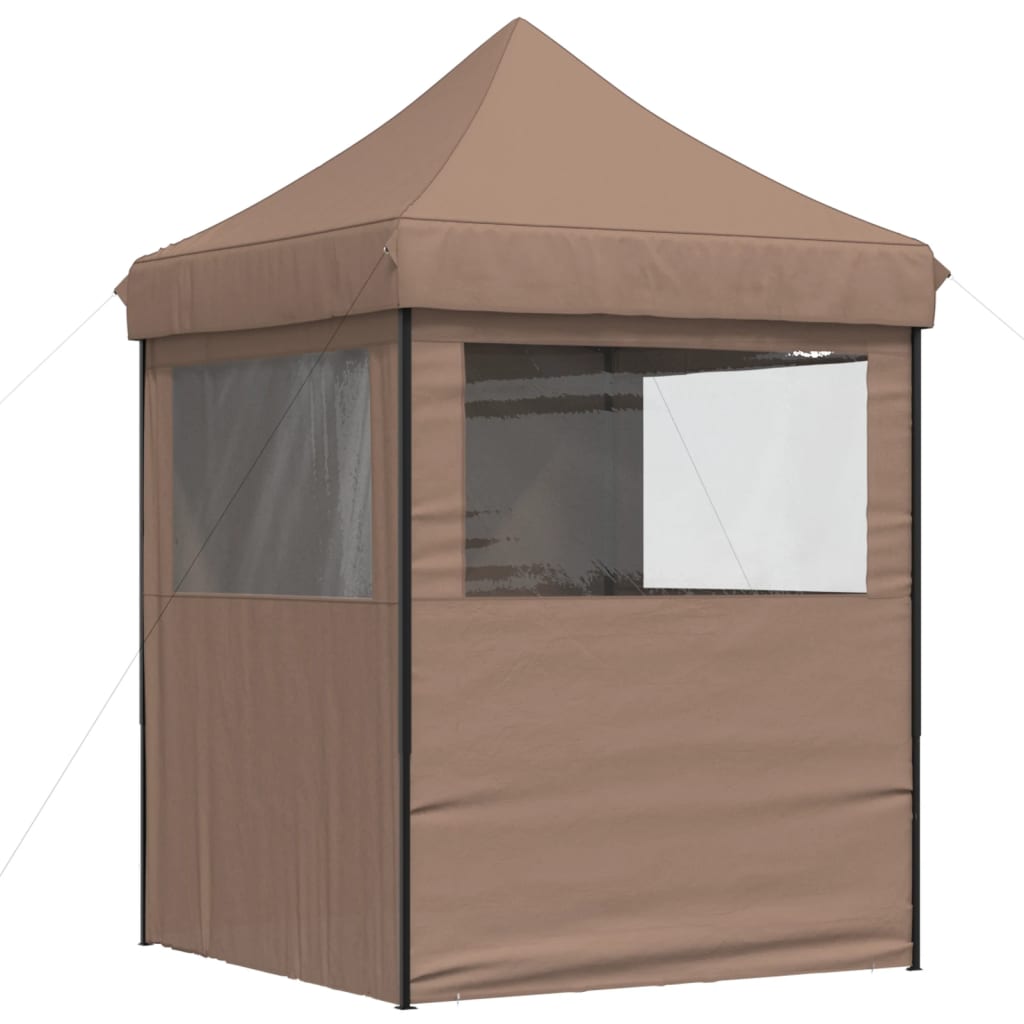 foldbart pop-up festtelt med 4 sidevægge brun