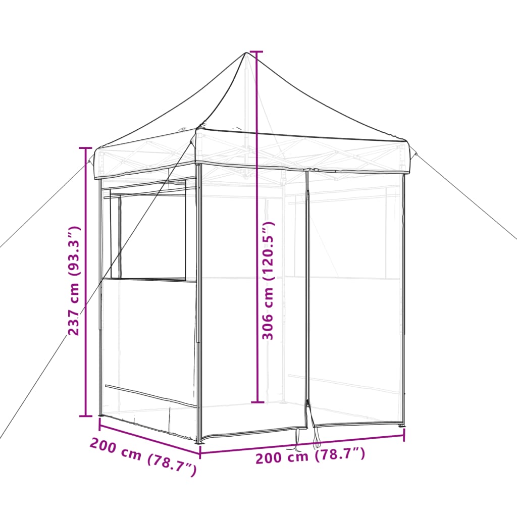 foldbart pop-up festtelt med 4 sidevægge brun