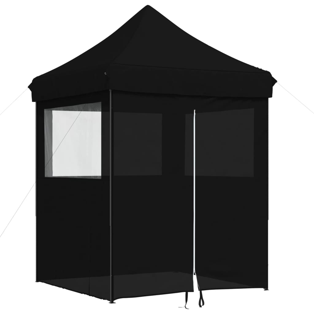 foldbart pop-up festtelt med 4 sidevægge sort