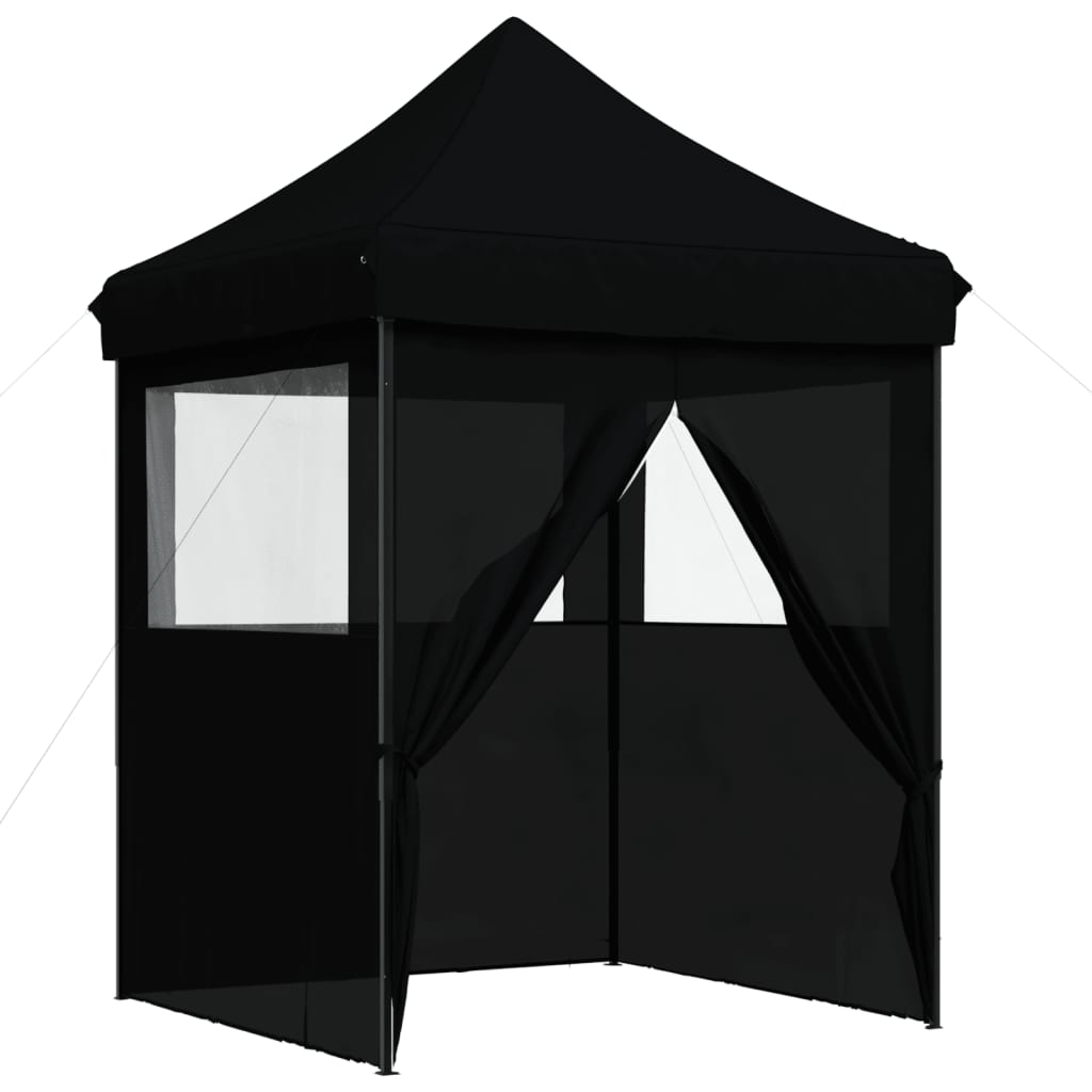 foldbart pop-up festtelt med 4 sidevægge sort