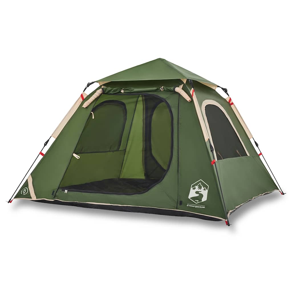 4-personers campingtelt quick-release grøn