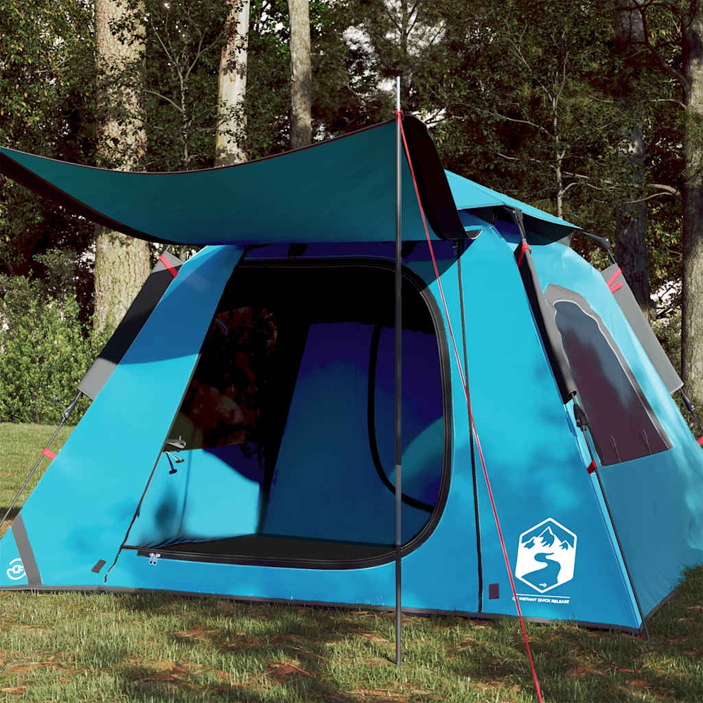 4-personers campingtelt quick-release blå billede