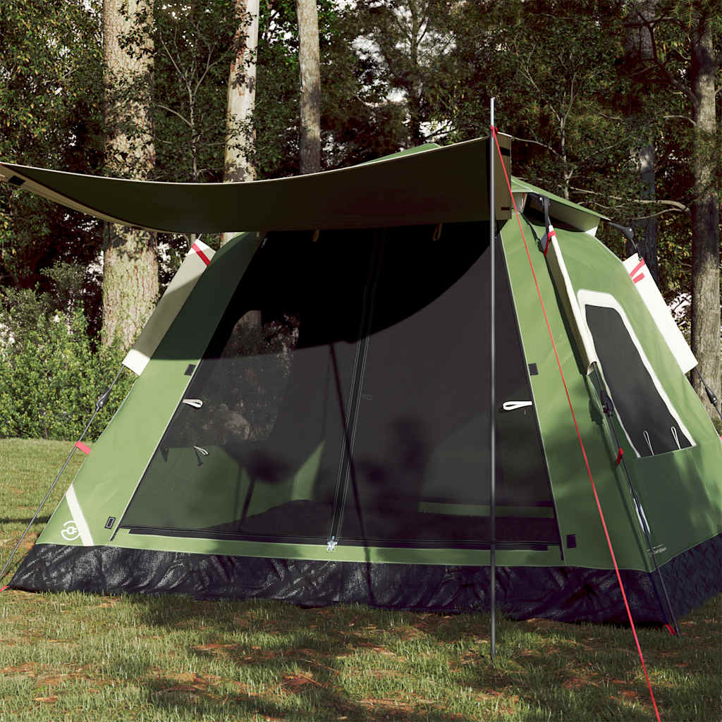 5-personers campingtelt kuppel quick-release grøn billede