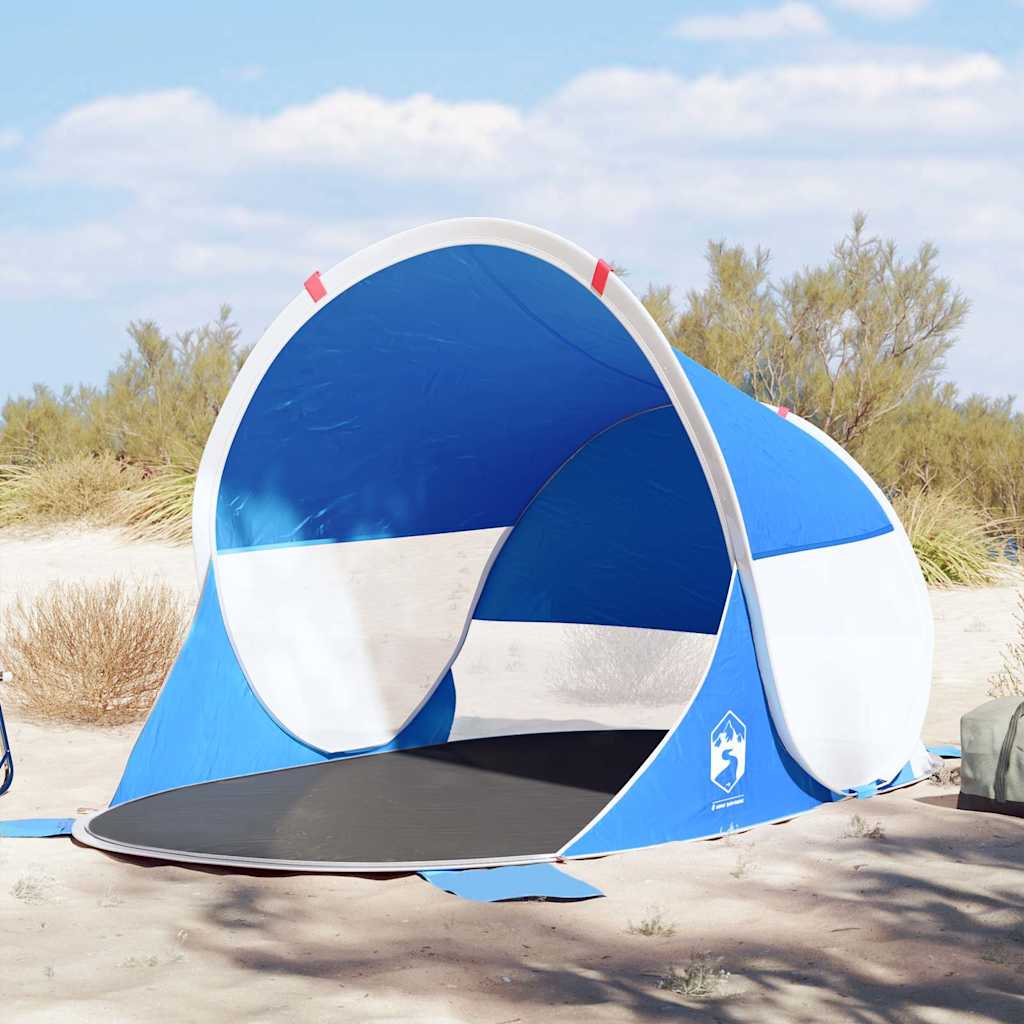 strandtelt vandtæt pop-up azurblå billede