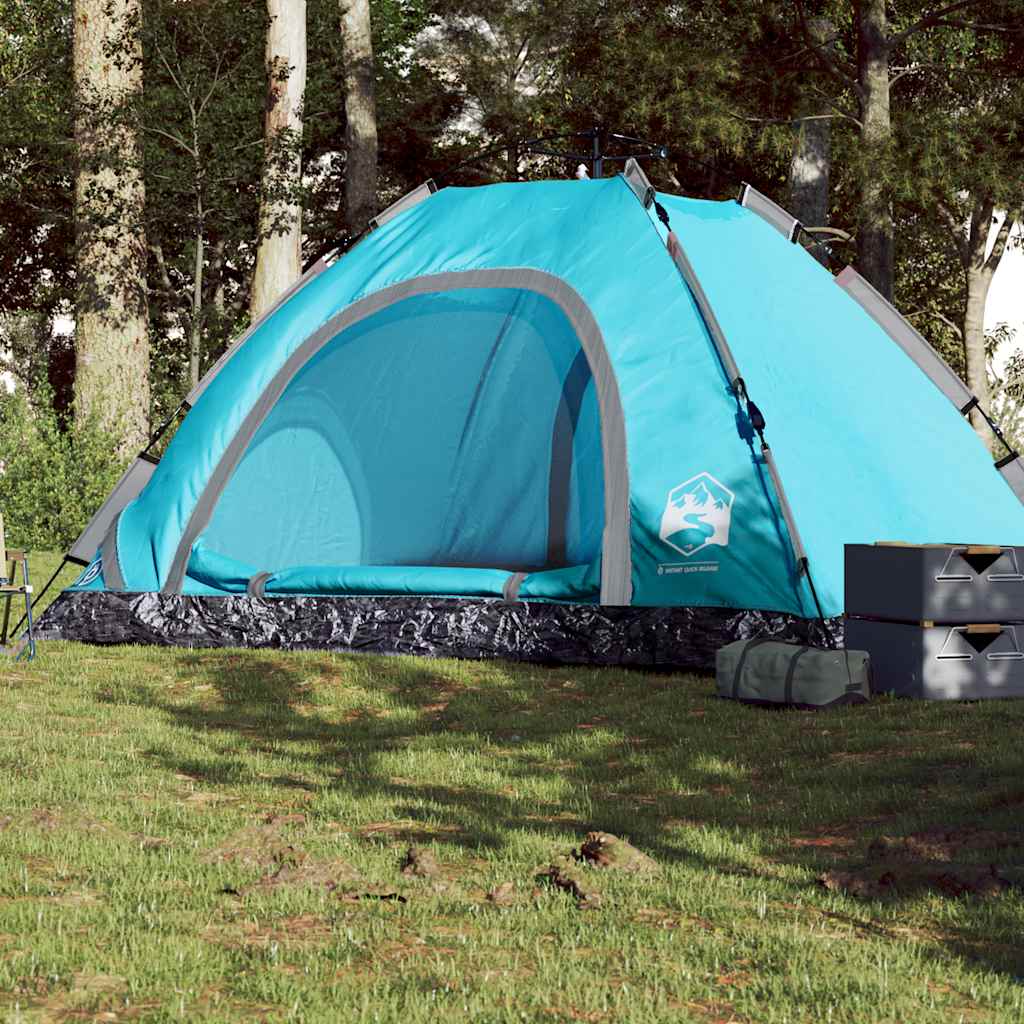 5-personers campingtelt vandtæt quick-release blå billede