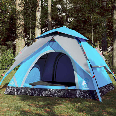 3-personers campingtelt kuppel quick-release blå