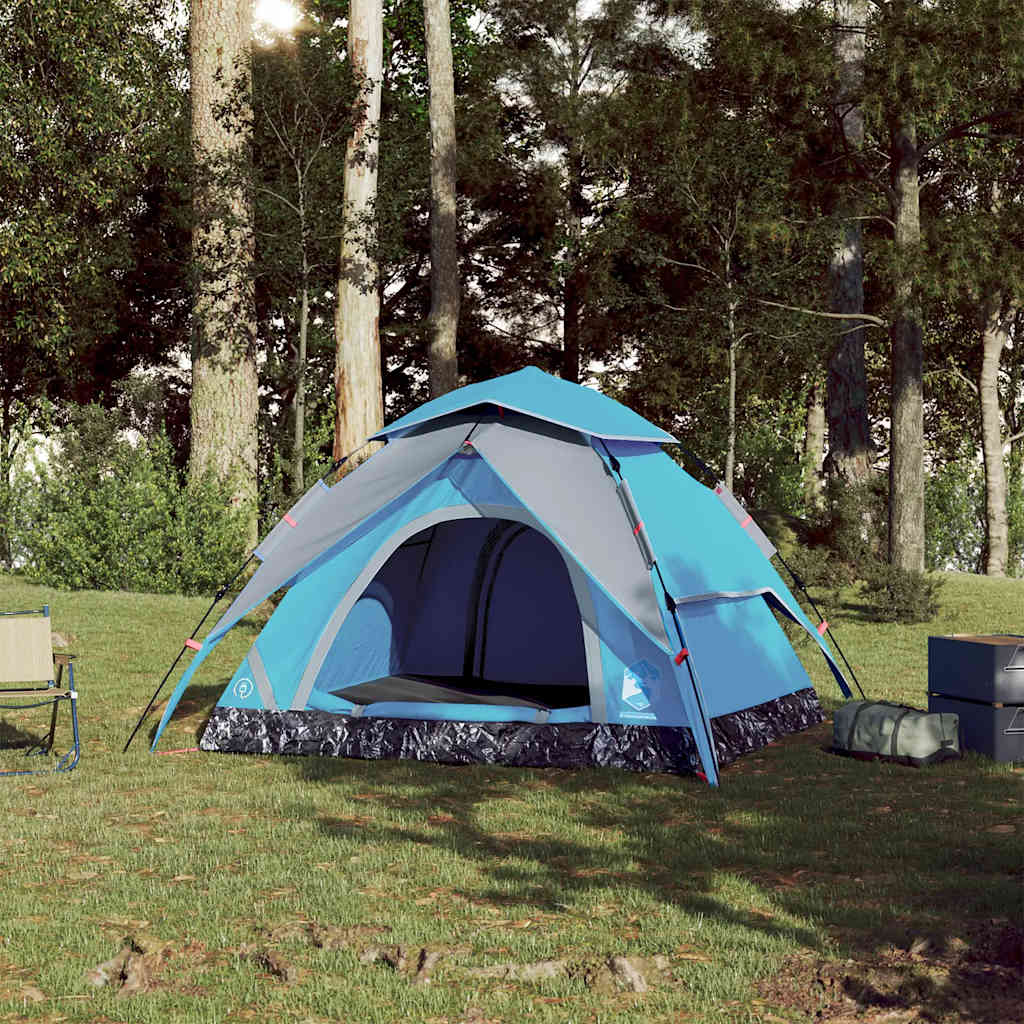 4-personers campingtelt quick-release blå