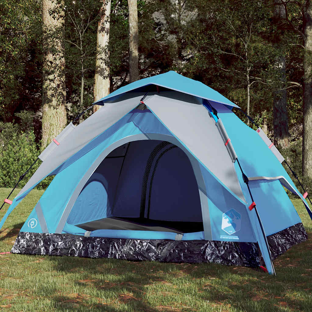 4-personers campingtelt quick-release blå billede