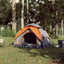 4-personers campingtelt kuppel quick-release grå og orange